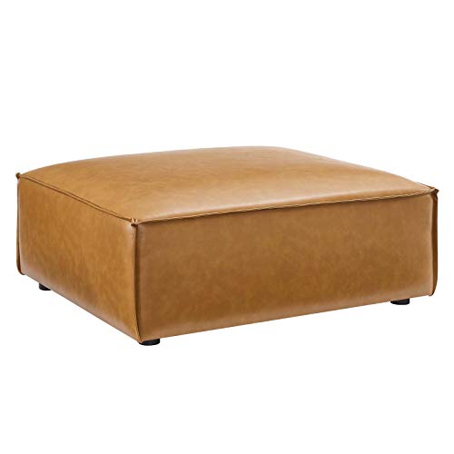 Restore Vegan Leather Sectional Sofa Ottoman in Tan