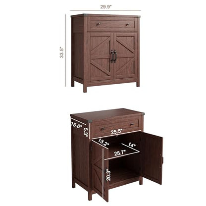 Kitchen Storage Cabinet, Coffee Bar Cabinet, Farmhouse Buffet Sideboard with Drawer for Kitchen, Living Room, Walnut