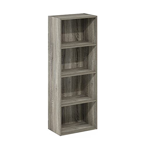LUDER 4-Tier Book Shelf, Open Shelves Bookshelf, French Oak, view 2