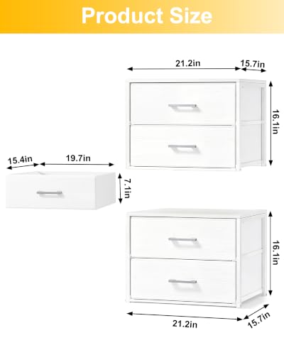 Closet Drawers for Clothes, 2 Pack, 4 Drawers Stackable, 21.2" Wide, view 3
