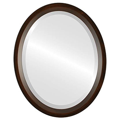 Oval Wooden Beveled Wall Mirror for Home Decor, Bathroom, Vanity, Bedroom, Living Room, Hallway - Mocha - 20x26 Outside Dimensions