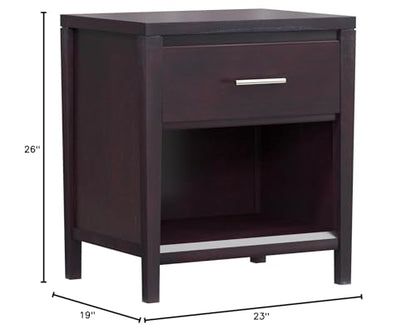 Solid Wood Nightstand, Nevis - Espresso, 1-Drawer