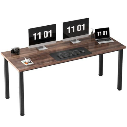 63 Inch Large Computer Desk, Ample Legroom, Walnut Top, Metal Frame, view 2