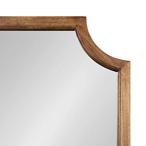 Hogan Farmhouse Wood Framed Wall Mirror, 24 x 36, Rustic Brown, Modern Wall Accent with Scalloped Corners