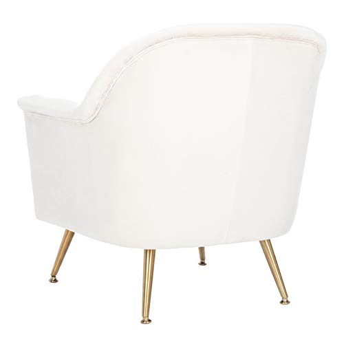 Safavieh Home Brienne Retro Glam Ivory Velvet and Brass Arm Chair