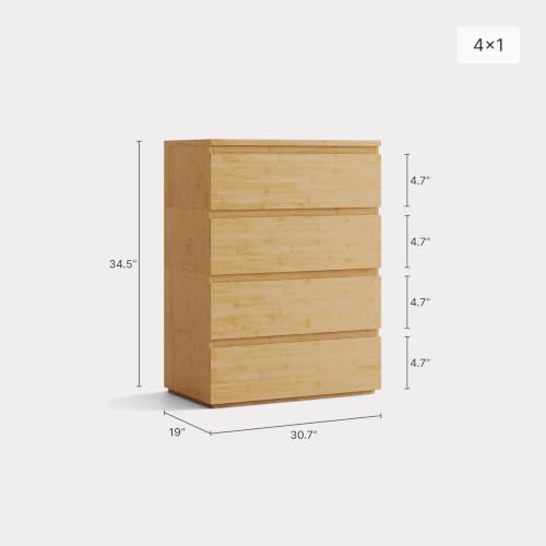 Nectar Bamboo Modular Dresser, 4 Drawer, Natural, view 3