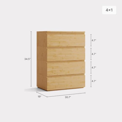 Nectar Bamboo Modular Dresser, 4 Drawer, Natural, view 3