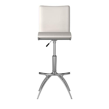Minimalist Collection Height Adjustable Swivel Leatherette Bar Stool with Cushion and Gas Lift, Set of 2, White (S6049WH)