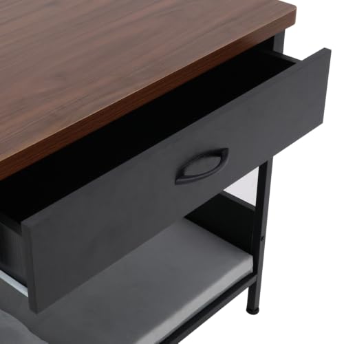 Dog Bed End Table with Storage Drawer and Washable Cushion, Black & Walnut, view 8