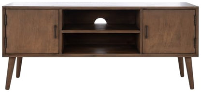 SAFAVIEH Sorrel TV Stand for up to 55" Flatscreen – Brown, 2 Doors with Interior Storage, 2 Open Shelves, Entertainment Media Console (MED5701C)