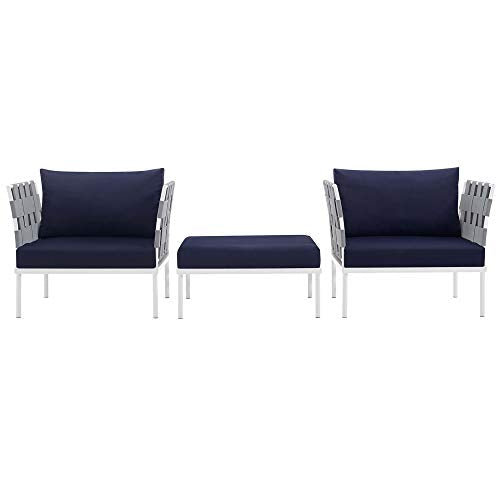 Harmony Outdoor Patio Sectional Sofa Furniture Set | All-Weather Waterproof | Machine Washable Cushions | Tempered Glass Top Tables