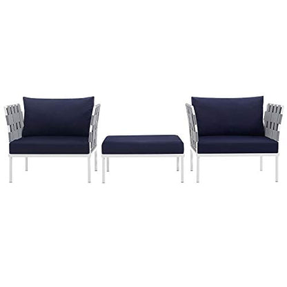 Harmony Outdoor Patio Sectional Sofa Furniture Set | All-Weather Waterproof | Machine Washable Cushions | Tempered Glass Top Tables