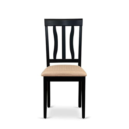 ANC-BLK-C Antique Dining Chairs - Linen Fabric Upholstered Wood Chairs, Set of 2, Black