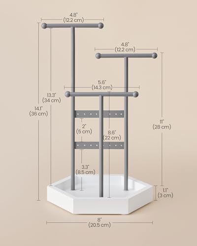 Jewelry Holder for Rings, 3 Tiers and 1 Tray, Metal Frame, view 3
