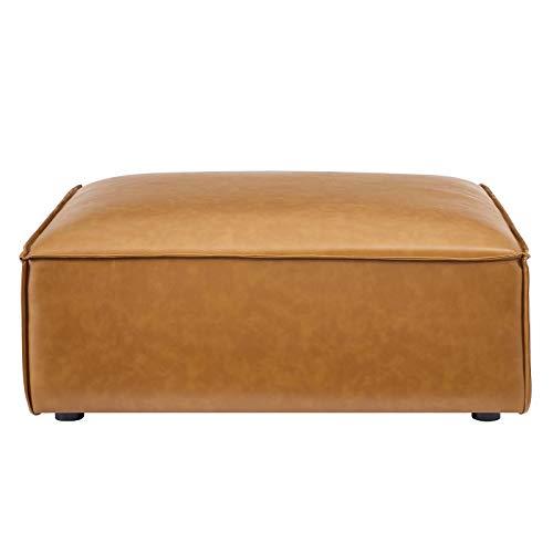 Restore Vegan Leather Sectional Sofa Ottoman in Tan