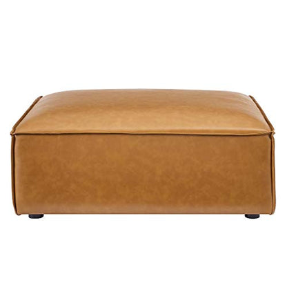 Restore Vegan Leather Sectional Sofa Ottoman in Tan