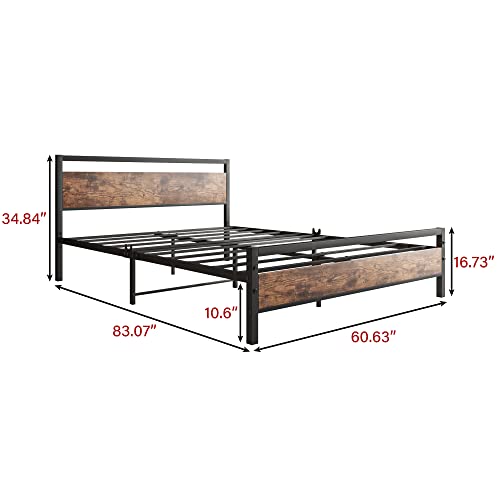 Black Queen Size Bed Frames with Wood Headboard, view 3
