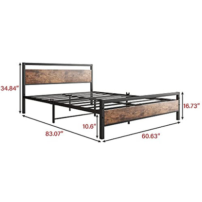 Black Queen Size Bed Frames with Wood Headboard, view 3