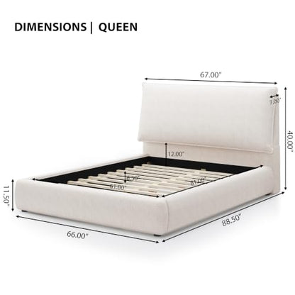 Chenille Upholstered Platform Bed with Oversized Pillow Headboard, view 3