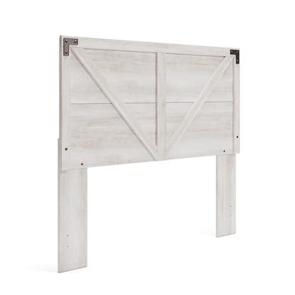 Signature Design by Ashley Shawburn Queen Headboard Only, Rustic Farmhouse Crossbuck Style, Engineered Wood (MDF/particleboard/plywood) and Decorative Laminate, for Metal Frames, Whitewash, 63"W