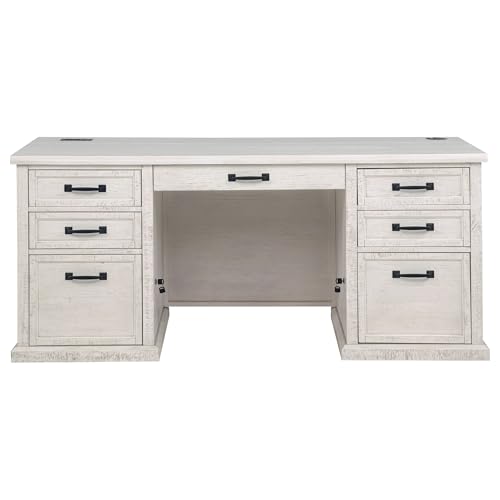 Coaster Altidore 68-Inch 7-Drawer Executive Desk Distressed White 800796, view 6