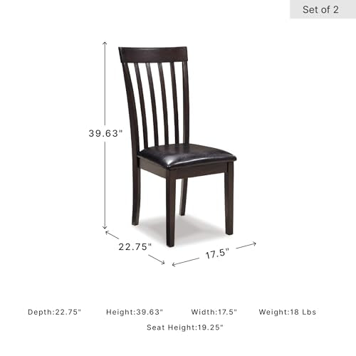 Signature Design by Ashley Hammis Rake Back Dining Room Chair, Set of 2, Dark Brown