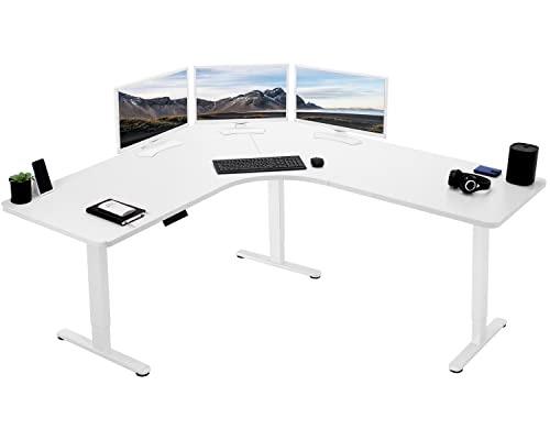 VIVO White 71 x 71 in Corner Standing Desk, DESK-KIT-E3CWW, view 2