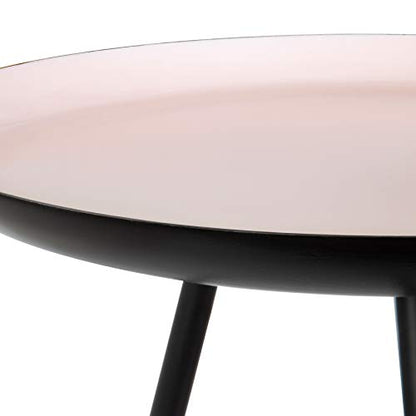 Laranya Modern Side Table, 15" x 15" x 22.5", Pink and Black, Glam Minimalist End Table