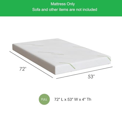 4 Inch Sofa Mattress Full Size, Gel Memory Foam Infused, with Removable Washable Cover, for Sleeper Sofas, Pull Out Bed, Guest Room, RVs, Boats