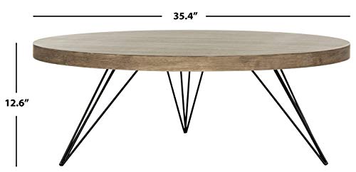 Safavieh Home Collection Mansel Mid-Century Light Oak Hairpin Leg Round Coffee Table