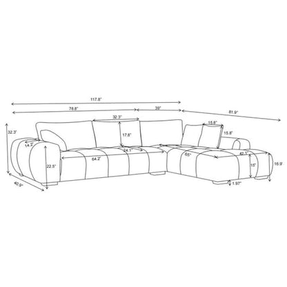 Oversized Fluffy Sofa Chaise Set 2 Pieces Sectional Sofa Chenille Couch with Deep Seat for Living Room (Caramel, Right-Hand Facing)