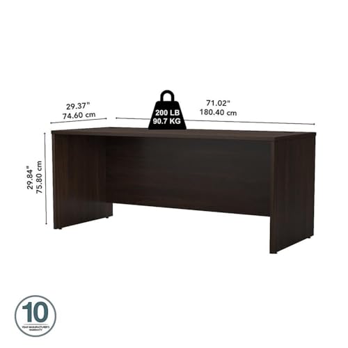 Bush Business Furniture Studio C 72W Computer Desk with Wire Management and Modesty Panel in Black Walnut, Professional Table for Home Office and Corporate Office