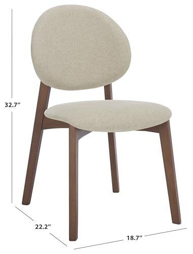 SAFAVIEH Couture Collection - Kayleen Walnut & Beige Dining Chair Set of 2, Modern Upholstered Side Chairs with Solid Wood Frame (SFV6712A-SET2)