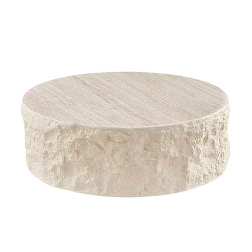 Fiberglass round imitation stone coffee table, view 2