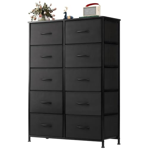 10 Drawer Tall Dresser for Bedroom & Living Room, Black, view 2