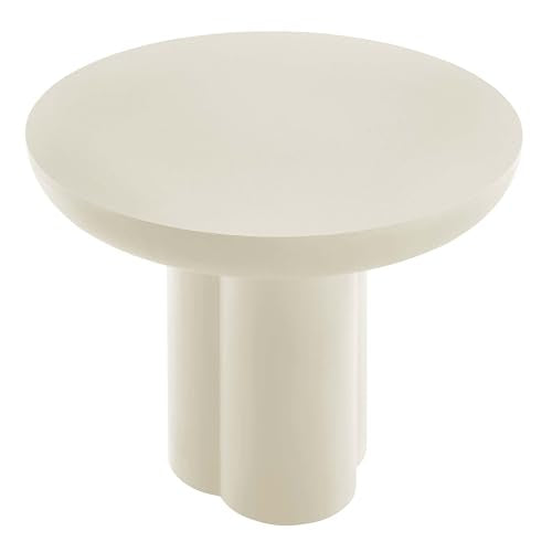 Caspian 40Inch Round Dining Table Industrial Concrete White Finish Modern Kitchen Room Entertaining Home Furniture Quality Stylish Elegant Durable Refined Versatile