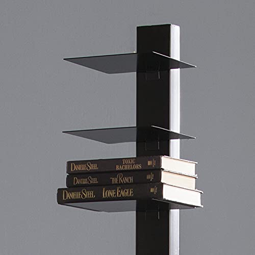 12 shelf Metal Spine Book Tower, Black