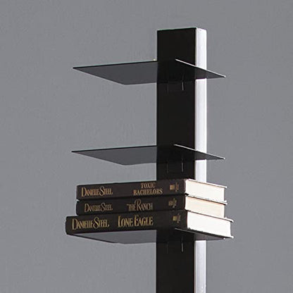 12 shelf Metal Spine Book Tower, Black