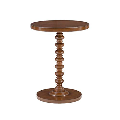 Powell Tarkin Round Hazelnut Turned Spindle Pedestal Side Accent Table