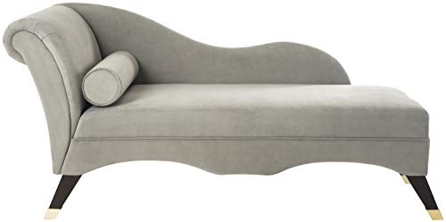 Safavieh Home Collection Caiden Grey Velvet Chaise with Pillow, view 2
