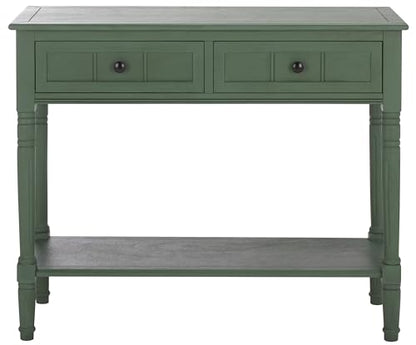 SAFAVIEH Furniture - Samantha 2-Drawer Console Table - Dusty Green - Solid Wood - Classic Storage Design - Ideal for Entryway, Living Room, Hallway, 35.8" W x 13.8" D x 29.5" H (AMH5710L)