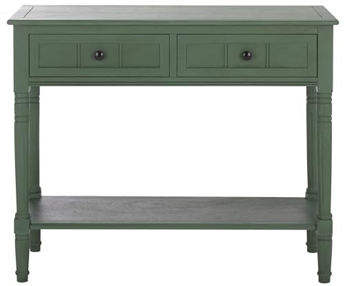 SAFAVIEH Furniture - Samantha 2-Drawer Console Table - Dusty Green - Solid Wood - Classic Storage Design - Ideal for Entryway, Living Room, Hallway, 35.8" W x 13.8" D x 29.5" H (AMH5710L)