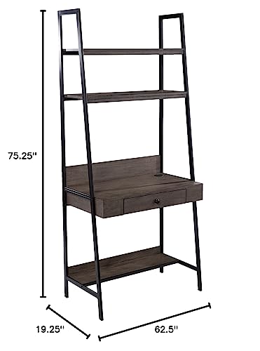 Lizvan Industrial Ladder Desk with Storage - Industrial Design, Grey Iron and Wood - Ideal for Home Office, Bedroom (HO1133637)
