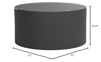 Catalina All Weather Rattan Wicker Outdoor Round Coffee Table for Patio, Deck, Porch, Brown