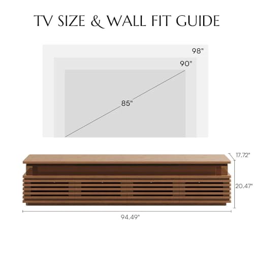 94.49'' Fully Assembled TV Stand with Adjustable LED Lights, Walnut, view 3