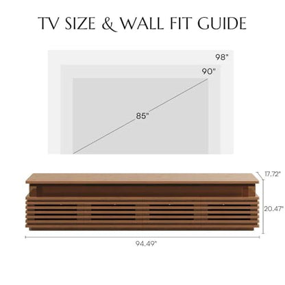 94.49'' Fully Assembled TV Stand with Adjustable LED Lights, Walnut, view 3