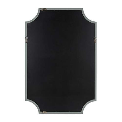 Hogan Wood Framed Mirror with Scallop Corners, 24x36 Inches, Gray