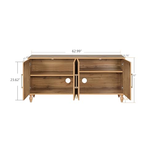 Sideboard Buffet Credenza, Wooden Accent Storage Cabinet Natural, view 3