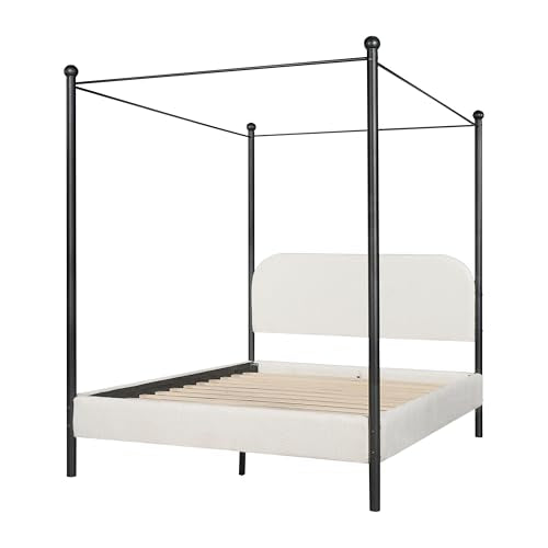 Queen Size Canopy Bed with Upholstered Headboard, view 8