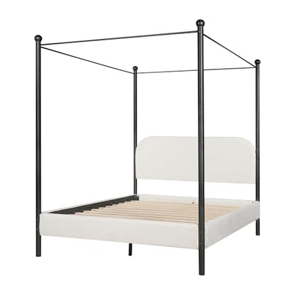 Queen Size Canopy Bed with Upholstered Headboard, view 8